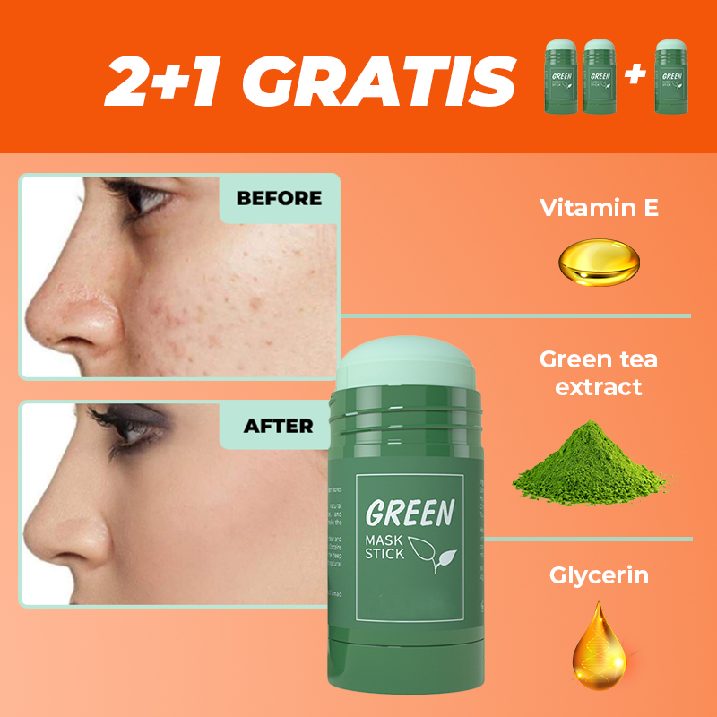 Hautreinigende Gesichtsmaske mit grünem Tee 2+1 GRATIS