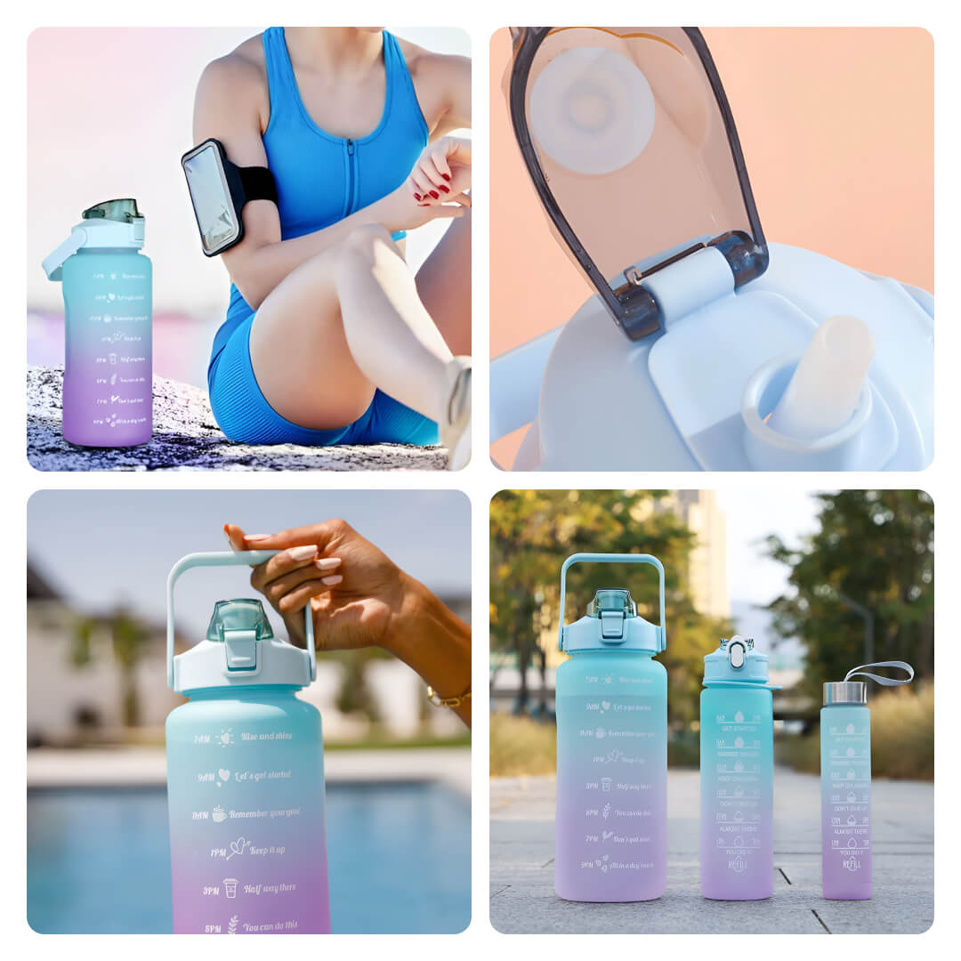 AquaTrio™ 3 in 1 Motivationswasserflasche – Bild 2