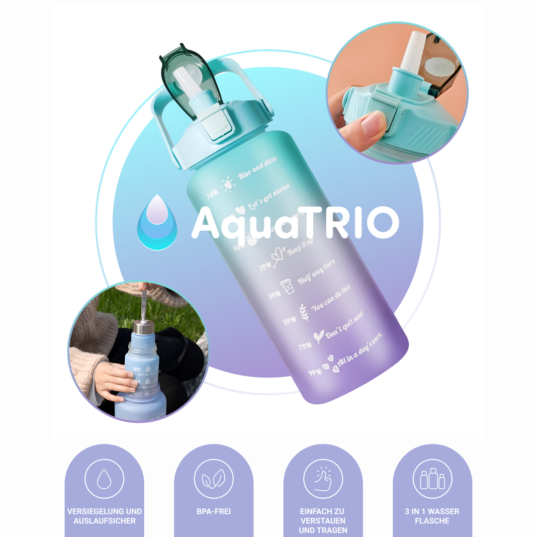 AquaTrio™ 3 in 1 Motivationswasserflasche – Bild 5
