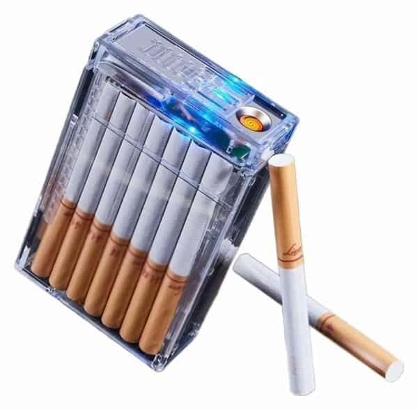 ZIGARETTENETUI AUS ACRYL MIT ELEKTRISCHEM FEUERZEUG LIGHTERCASE™